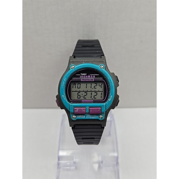 Timex Ironman Triathlon 8 Lap Indiglo Digital Watch Purple Retro New Battery 90s - Picture 1 of 12